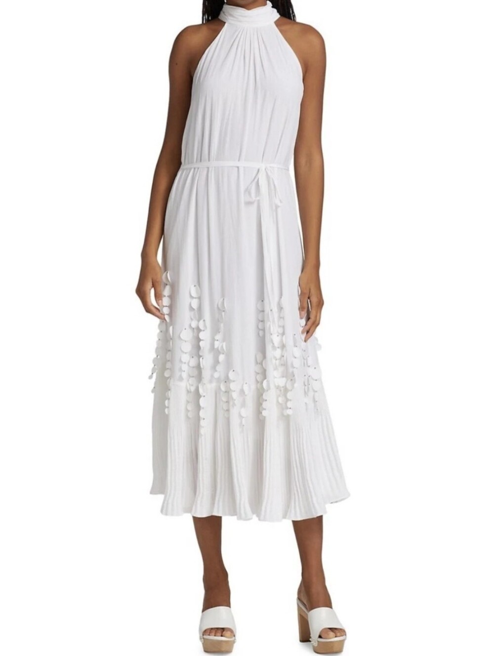 NWT Ramy Book Eliza Ivory Dress Flowy Halter Bridal Maxi Dress Size Small